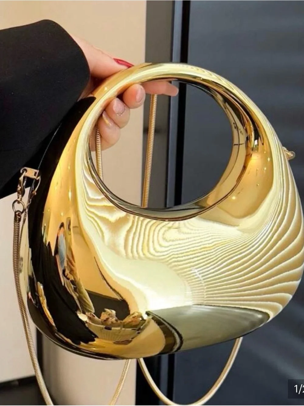 SHEIN Gold Sculptural Mini Bag with Chain - Picture 1 of 2